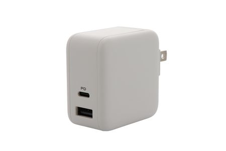 MOTTERU(モッテル) Power Delivery65W対応 USB Type-C×1ポート、USB Type-A×1ポート 合計最大63W AC充電器 かしこく充電 ２年保証 もってる（MOT-ACPD65WU1）エアリーホワイト