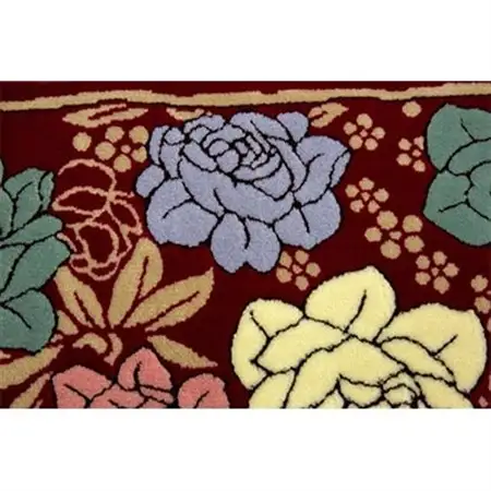 玄関マット 50×80 洗える マット 玄関 室内 高級 金華山織 バラ柄 エンジ_雑貨・日用品  家具・インテリア _【1125087】