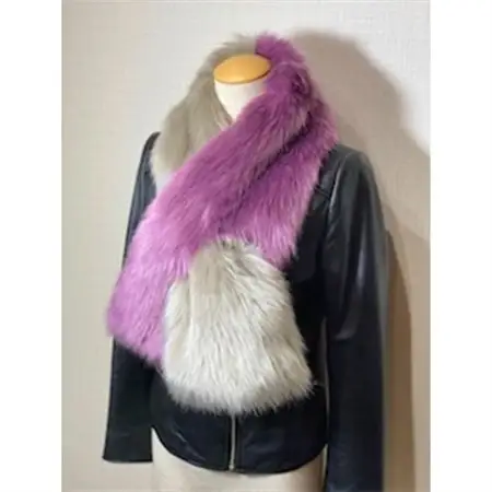 OKADA TEXTILE バイカラーマフラー(グレージュ×パープル)_装飾品・工芸品 マフラー・手袋 服飾小物 _【1107816】