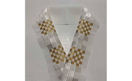 半衿　市松柄　ゴールド　刺繍 和装 民芸品 工芸品 伝統技術 篠原縫製