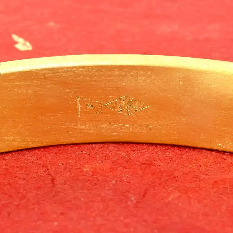 純金 24金 バングル ブレスレット 幅10mm 腕周り16cm 50g 純金 造幣局検定刻印付