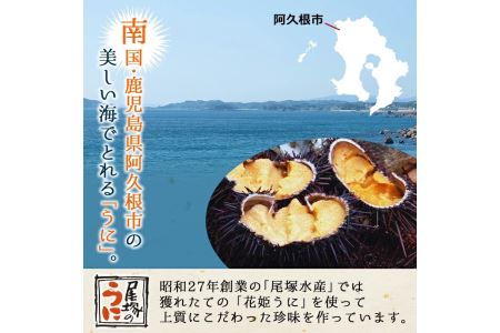 ＜鹿児島県産うに使用＞濃厚なウニの瓶詰め(4種)国産 九州産 鹿児島産 ウニ うに 雲丹 海胆 水産加工品 ムラサキウニ あわび アワビ 鮑 おつまみ【尾塚水産】akn004-21