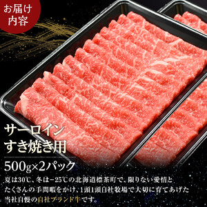 北海道 標茶町 星空の黒牛 サーロイン すき焼き用500g×2 牛肉 すき焼き　|  サーロイン
