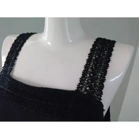 【丹後シルク】キャミソール・ペティコート黒(飾りシルクレース)Mサイズ_装飾品・工芸品 女性・レディース 洋服 _【1238446】