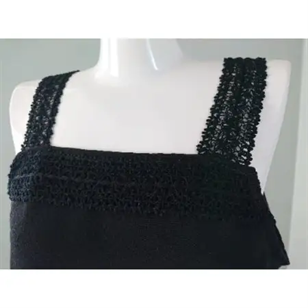 【丹後シルク】キャミソール・ペティコート黒(飾りシルクレース)Lサイズ_装飾品・工芸品 女性・レディース 洋服 _【1238447】