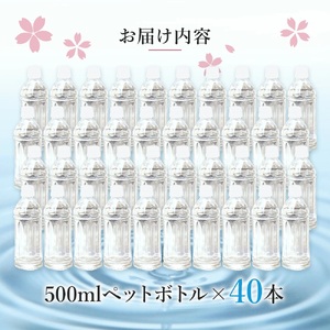 【桜屋】シリカ天然水 サクラシリカ 500ml 40本 シリカ含有量99mg/L シリカ水 ラベルレス 水 ミネラルウォーター 飲料水 飲料 ペットボトル ナチュラルウォーター サルフェート 炭酸水素イオン ミネラル 国産 阿蘇 小国郷