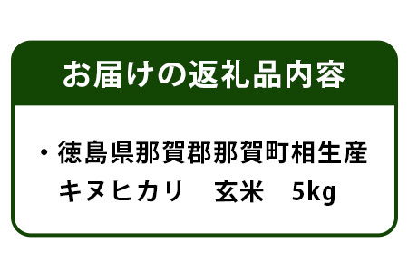 那賀町相生産 キヌヒカリ 玄米 5kg【徳島 那賀 国産 徳島県産 こめ おこめ 米 お米 ごはん ご飯 げんまい 玄米 キヌヒカリ 5キロ 5kg 和食 おにぎり お弁当 食べて応援 ギフト プレゼント 玄米 産地直送】YS-5-2