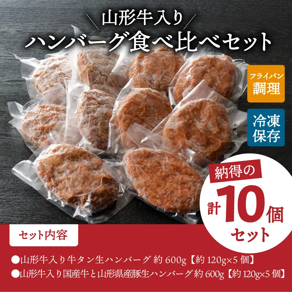 ハンバーグ 山形牛入り 牛タン 国産牛 豚 10個 ハンバーグ