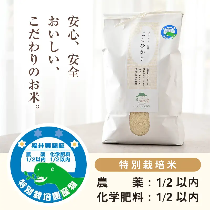 【令和7年産】 特別栽培米 コシヒカリ 無洗米 5kg 低農薬 / 北陸 福井県産 あわら市 ブランド米 白米 お米 コメ 特栽米 [aw056-a025]
