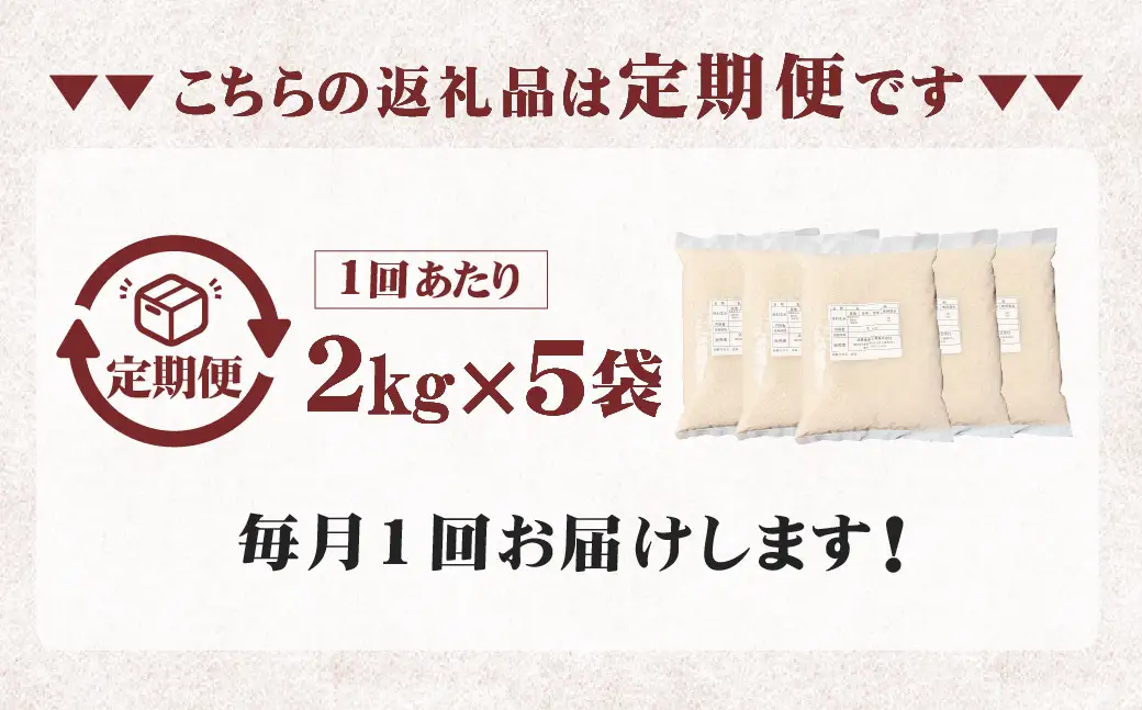 【3ヶ月定期便】阿蘇だわら（玄米）10kg（2kg×5） 熊本県 高森町 オリジナル米 お米 米