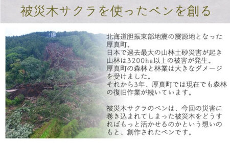 被災木のサクラから創られたボールペン 1本 ウェーブタイプ【WOOD IKOR】 ボールペン ペン 文房具 木製 日用品 雑貨 北海道 [AXBI004]
