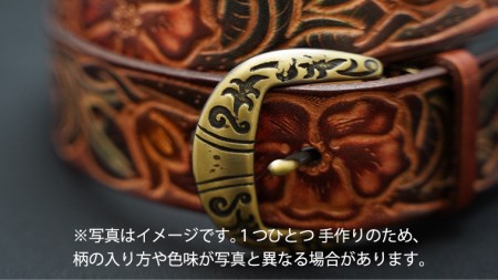 牛革ベルト（茶色かすれ染め）【太さ35mm / 厚さ3.7mm / M(110cm)】　牛革 父の日 手作り ベルト 革製品 [BE004ya-M]