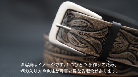 牛革ベルト（アンティーク・黒染め）【太さ40mm / 厚さ3.7mm / M(110cm)】　牛革 父の日 手作り ベルト 革製品 [BE002ya-M]