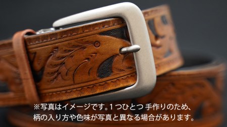 牛革ベルト（アンティーク・茶染め）【太さ40mm / 厚さ3.7mm / M(110cm)】　牛革 父の日 手作り ベルト 革製品 [BE001ya-M]