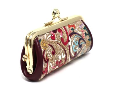 【文庫屋大関】印鑑ケース　乱菊＜赤紫＞【皮革工芸品】 ファッション小物 民芸品 