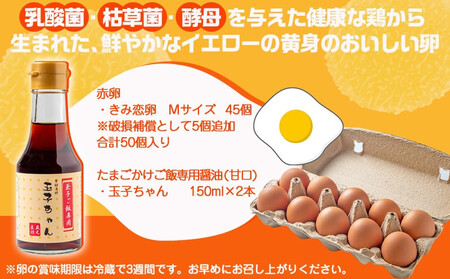 「きみ恋卵」たまごかけご飯セット_11-2904_(都城市) きみ恋卵 Ｍサイズ 醤油 たまごかけご飯専用醤油「玉子ちゃん」 甘口 卵かけご飯 朝ごはん 朝食