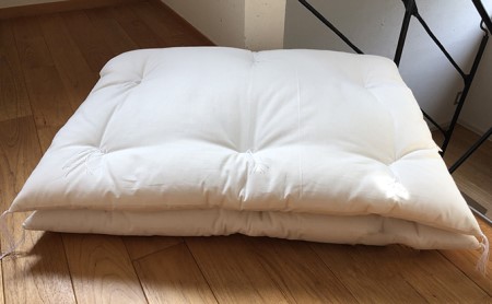 敷布団 子供 カバー セット 自然素材の手作りこども敷きふとん＋和晒しガーゼ で作ったカバー ブルーのセット 寝具 ガーゼ 布団 ふとん ジュニアサイズ 