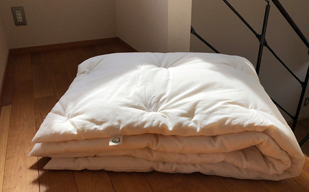 掛け布団 赤ちゃん カバー セット 自然素材の手作りベビー掛ふとん＋和晒しガーゼで作ったカバー アイボリーのセット 寝具 ガーゼ  ベビー ベビー用品 布団 ふとん ベビー布団 