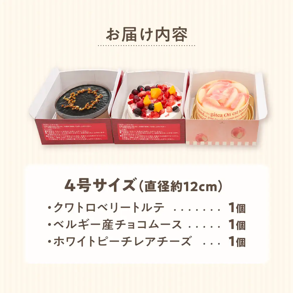 ホールケーキ 3種 フルーツ / チョコムース / レアチーズ 糸島市 / 五洋食品産業 [AQD017]  ケーキ 冷凍