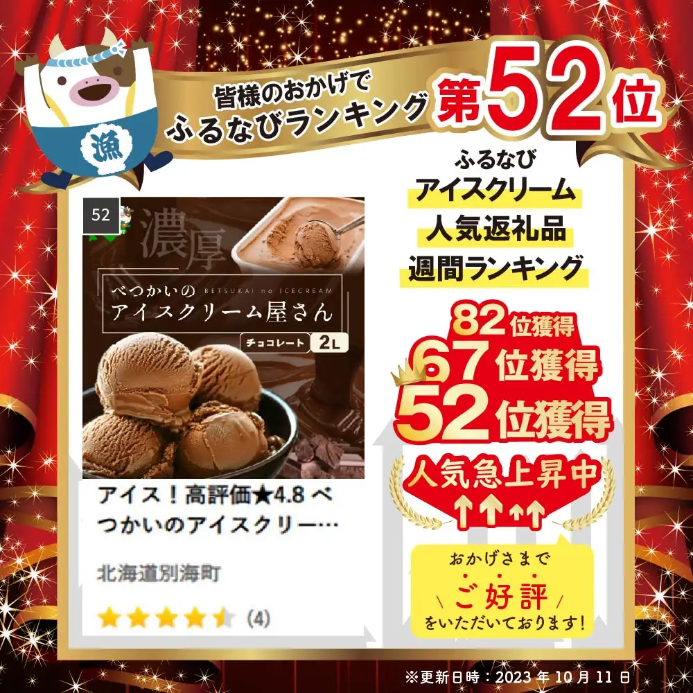 アイス！高評価★4.8 チョコアイスクリーム2L 北海道産 チョコレート