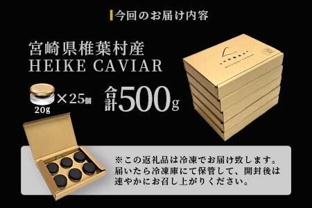 【世界三大珍味×日本三大秘境】HEIKE CAVIAR 500g 【20g×25個】【産地直送】国産 チョウザメ キャビア 500g 魚卵 魚介 珍味 SZ-126