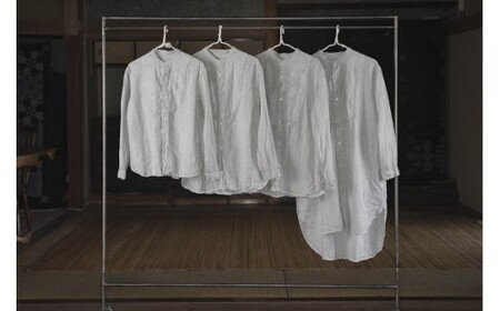手染めリネン切替シャツ サイズ 3 LIGHT GRAY（薄墨染）　AO026