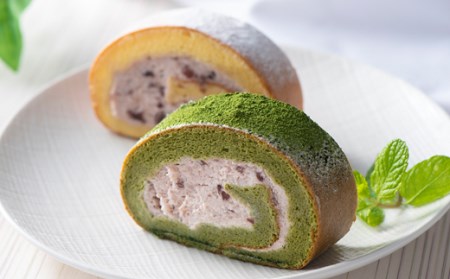 和菓子屋さんのお米の純生ロールケーキ(抹茶＆あずき) F21K-666