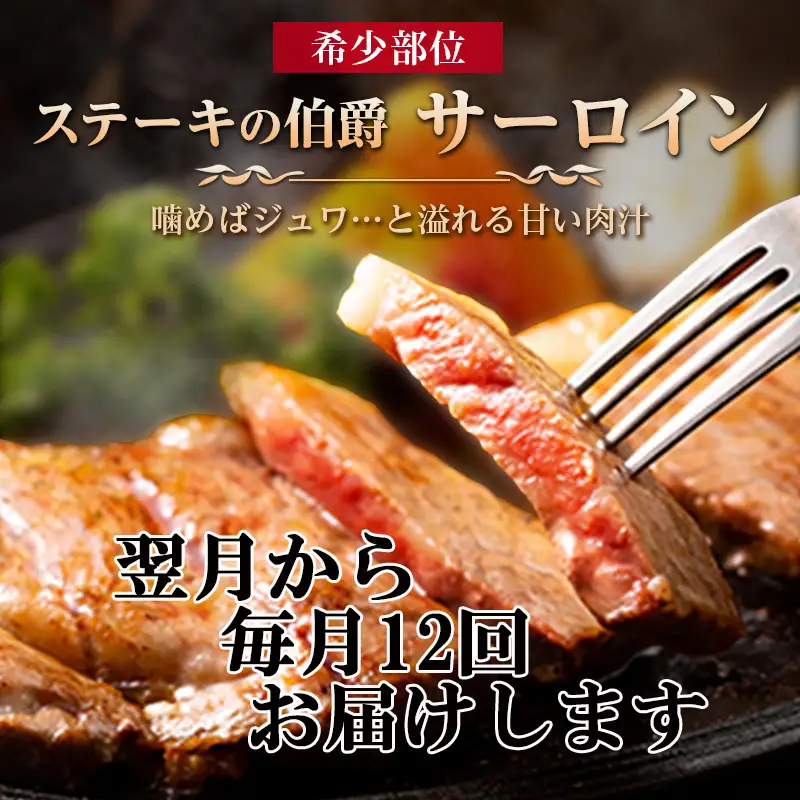 「定期便全12回」佐賀牛サーロイン1kg(250g×4枚)寄附翌月から発送