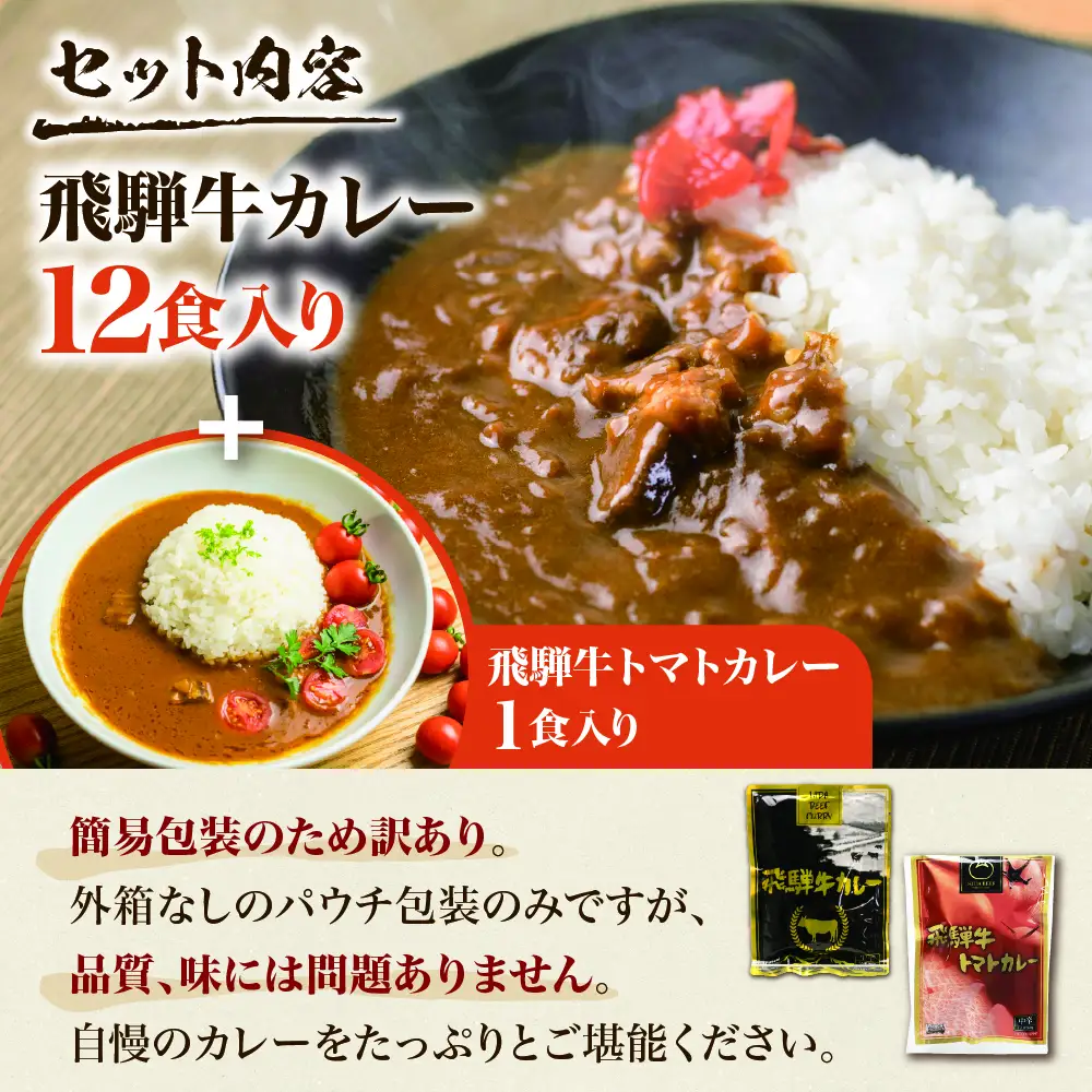 【ふるなび限定】飛騨牛カレー13袋 訳あり |  ビーフ レトルト 訳あり ふるさと清見 DC006-CP01　FN-Limited-VO