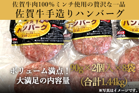 佐賀牛手造りハンバーグ 90g×2個入×8袋 (合計1.44kg)