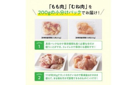 鶏肉 【6ヶ月定期便】小分け宮崎県産若鶏ももむね肉計3.2kg（各200g×8） 鶏肉