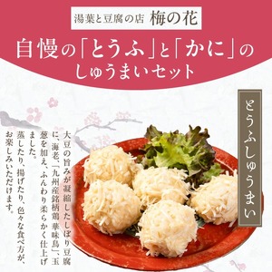 梅の花 とうふとかにのしゅうまいセット各10個入り_梅の花通販本舗 しゅうまい 食べ比べ セット 梅の花 名物 とうふしゅうまい かにしゅうまい 各 10個入り たれ からし 付き 化学調味料 合成保存料 合成着色料 無添加 大豆のコク 素材の味 惣菜 おかず 福岡県 久留米市 お取り寄せ 冷凍 送料無料 〔Cx215〕