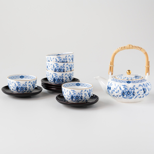 【三重ナルミ】 食器 ミラノ 茶器揃 茶托付 ブルー 1セット [鳴海製陶] 食器