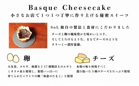 【お取り寄せサイトで話題！】バル＆キッチンSoL 濃厚バスクチーズケーキ 072-025