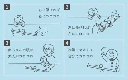 【知育玩具】コロコロシーソー／鈴入り球セット おもちゃ 積み木 赤ちゃん 子供 乳児 幼児 乳幼児 木 玩具 木製 誕生日 ギフト プレゼント 030-023