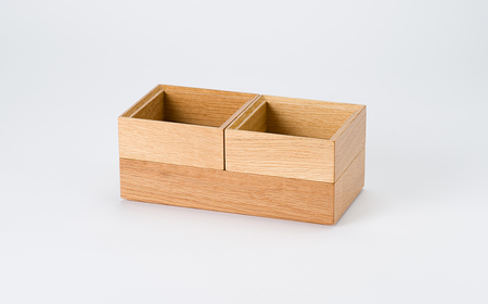AW6　重ねて小物入れ大・小セット   【 木製 木目 シンプル 箱 BOX 小物入れ 国産ス タッキング セット 整理 なら ナラ 】