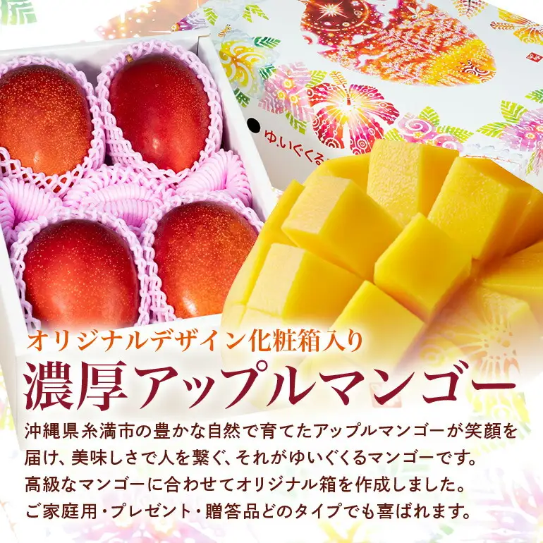 【 先行予約 2026年 発送 】 沖縄県 糸満産の「 濃厚 アップルマンゴー 」2kg オリジナル 贈答用 化粧箱入り 沖縄県産 マンゴー 完熟マンゴー 果物 くだもの フルーツ 完熟 夏 旬 沖縄 産地直送 農家直送 甘い 糸満市 (生産者 ゆいぐくるマンゴー) 33-1