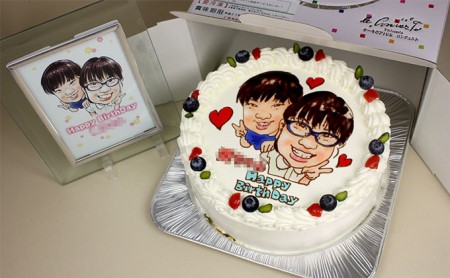 似顔絵ケーキ6号サイズ（人物2人）引換券 チケット 