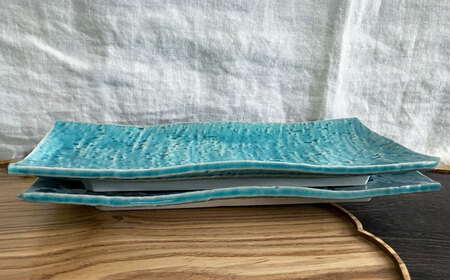 【瀬戸焼】あざやか貫入 さんま皿ペアセット（トルコブルー）【まるたか水野コーポレーション】[BBBF007] 食器 魚