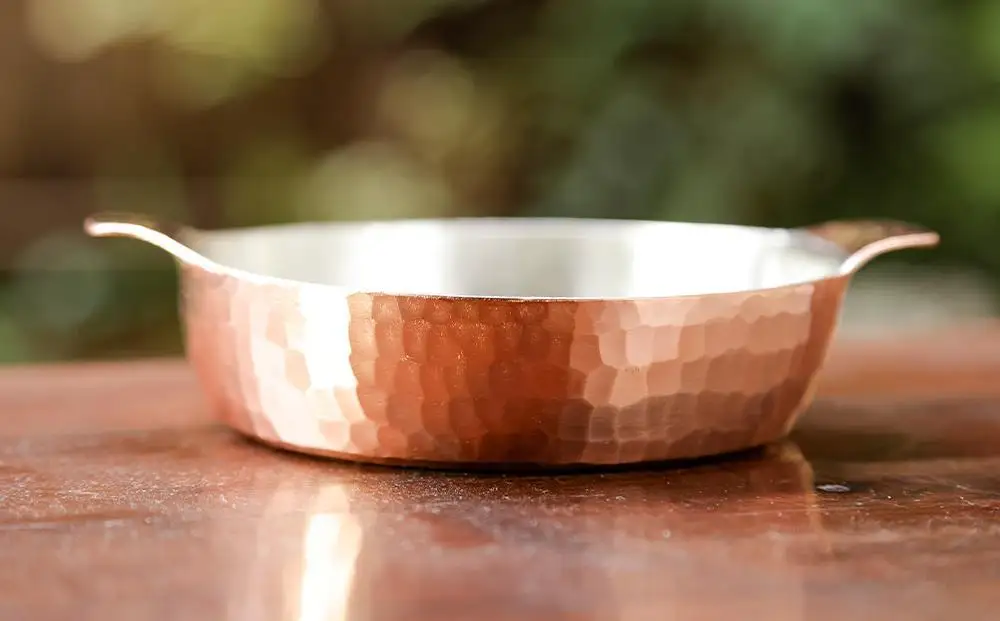 【八木庖丁店】手打ち銅製 グラタン皿(12cm)｜京都 キッチン用品 人気 皿