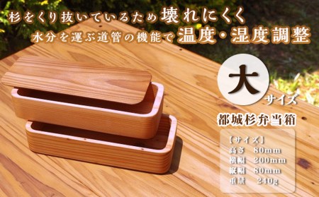 都城杉弁当箱(大)_MA-E301_(都城市) 杉生産量日本一の宮崎県産の杉を世界最先端の技術でくり抜いて作ったお弁当箱 日本製(made in Japan) 職人の優れた技術と丁寧な技術で手作りされた最高級の弁当箱
