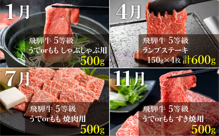 飛騨牛 赤身堪能定期便 4回定期便 しゃぶしゃぶ ステーキ 焼肉 すき焼き 肉の沖村 牛肉 肉 御中元 お中元 お歳暮 [Q957]