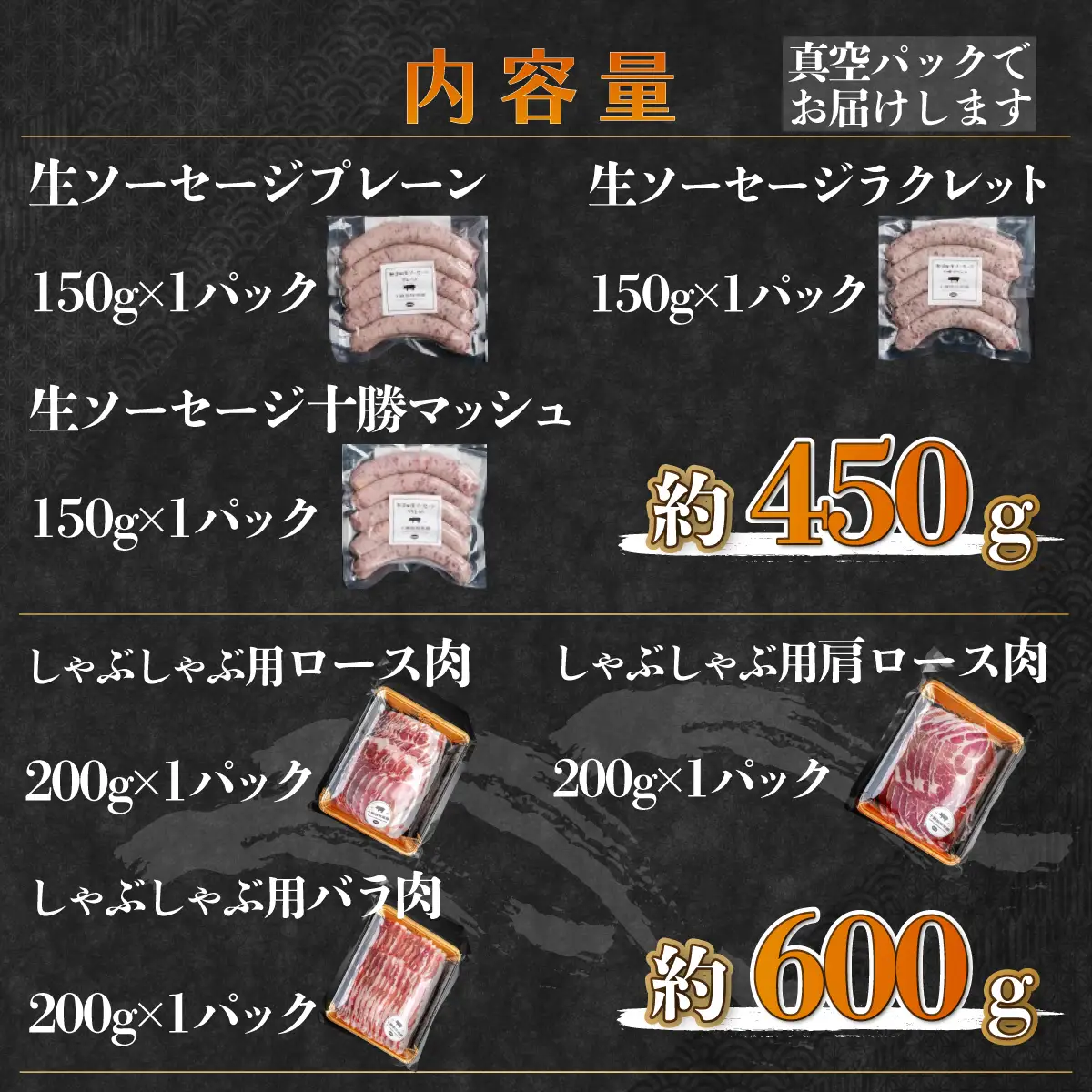 鹿追産 自然放牧黒豚しゃぶしゃぶ＆無添加生ソーセージセット SKN005 【 黒豚 豚 黒豚肉 豚肉 ポーク しゃぶしゃぶ ソーセージ 】 SKN005