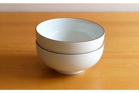 【陶器市特集】【白山陶器】【定番のシリーズ】白磁千段6寸浅めん丼 2ピースセット 食器 皿 【波佐見焼】[TA110] 波佐見焼