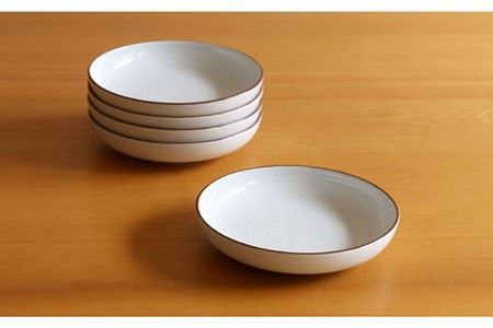 【陶器市特集】【白山陶器】【定番のシリーズ】白磁千段4.5深皿 5枚セット 食器 皿 【波佐見焼】[TA118] 波佐見焼
