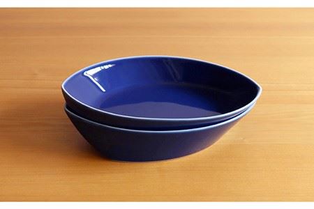 【白山陶器】【グッドデザイン賞受賞】リーヴズパスタ プレート 食器 カレー皿 ブルー 2枚セット【波佐見焼】[TA123] 波佐見焼