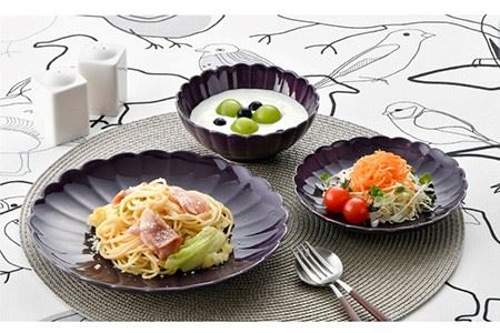 【波佐見焼】RINKA プレート ボウル 3点セット 紫 食器 皿 【長十郎窯】 [AE27] 波佐見焼