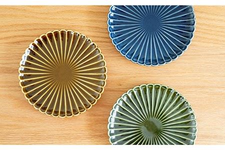 【波佐見焼】花しのぎ トリオ和皿 プレート (織部・藍・鴬茶) 食器 皿 【団陶器】 [PB60] 波佐見焼