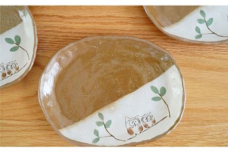 【波佐見焼】ふくろう 楕円皿 小皿 5枚組 食器 皿 【団陶器】 [PB72] 波佐見焼