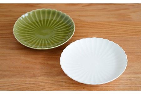 【波佐見焼】花しのぎ ペア 大皿 プレート (白鼠・薄緑) 食器 皿 【団陶器】 [PB76] 波佐見焼